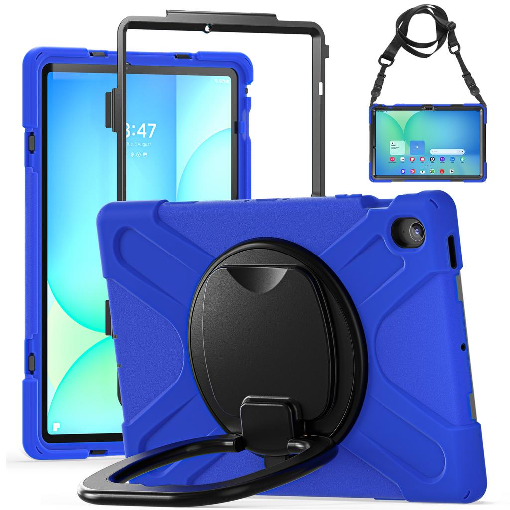Tablet Case with Shoulder Strap for Samsung Galaxy Tab S10 FE+ SM-X620/SM-X626B TPU + PC + Silicone Kickstand Cover