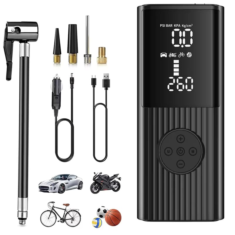 

Насос для накачивания шин, мощный портативный автомобильный воздушный компрессор, 30 л/мин, сверхбыстрое накачивание, 12 В постоянного тока, воздушный насос для шин мотоцикла, велосипеда, автомобиля чёрный