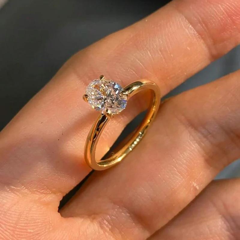 925 Zilver 1-8CT Zircon Prachtige Glanzende Ovalen Steen Ring Voor Vrouwen Verloving Bruiloft Luxe Hoge Kwaliteit Fijne Sieraden