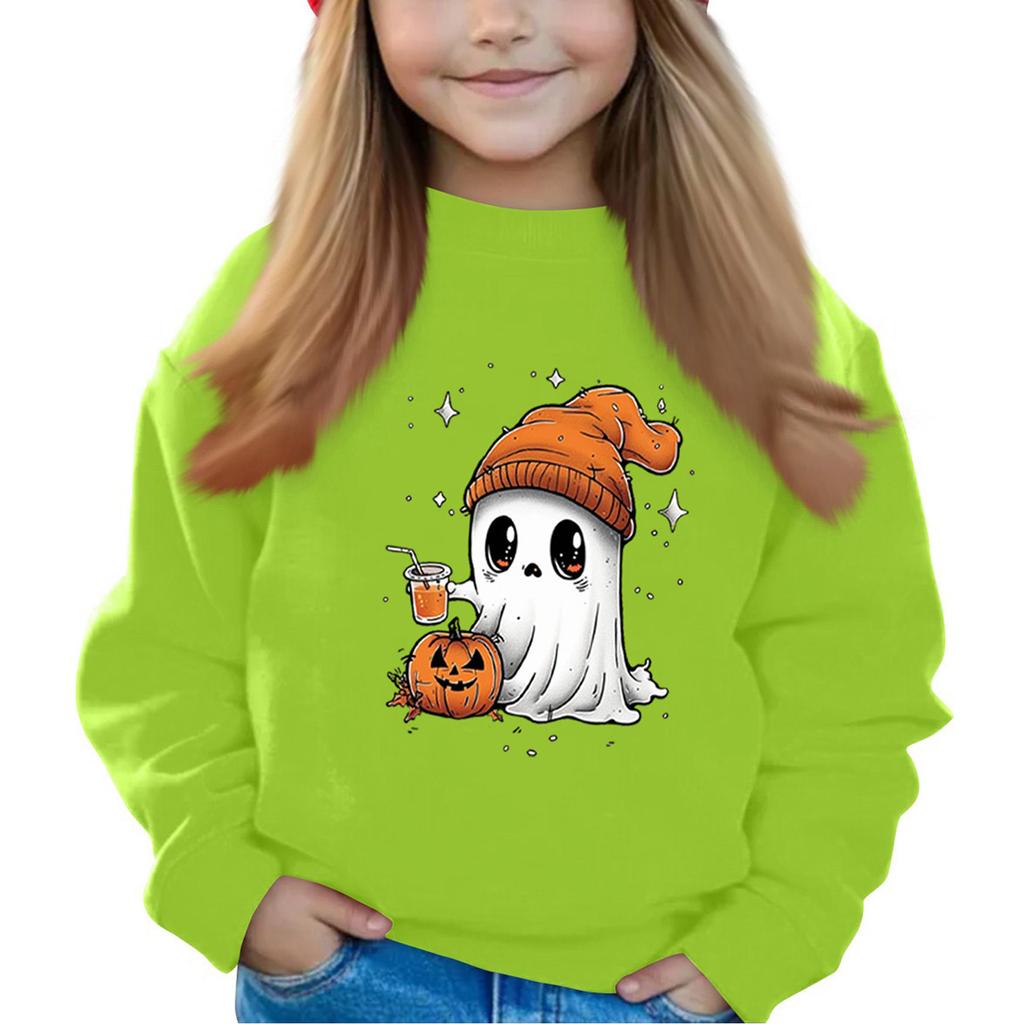 Halloween Day Girls Round Neck Pullovers For Kids Printed Baby Tops