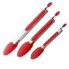 New Stainless Steel Barbecue Scissors Clip Set Silicone Red Food Clip Black Cooking Tongs Outdoor