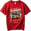 Tshirts for men Printed Women Crew Neck t shirt Black School Bus Summer Break Beach Scene Hiphop Unisex Teeshirt Trendy Tshirt