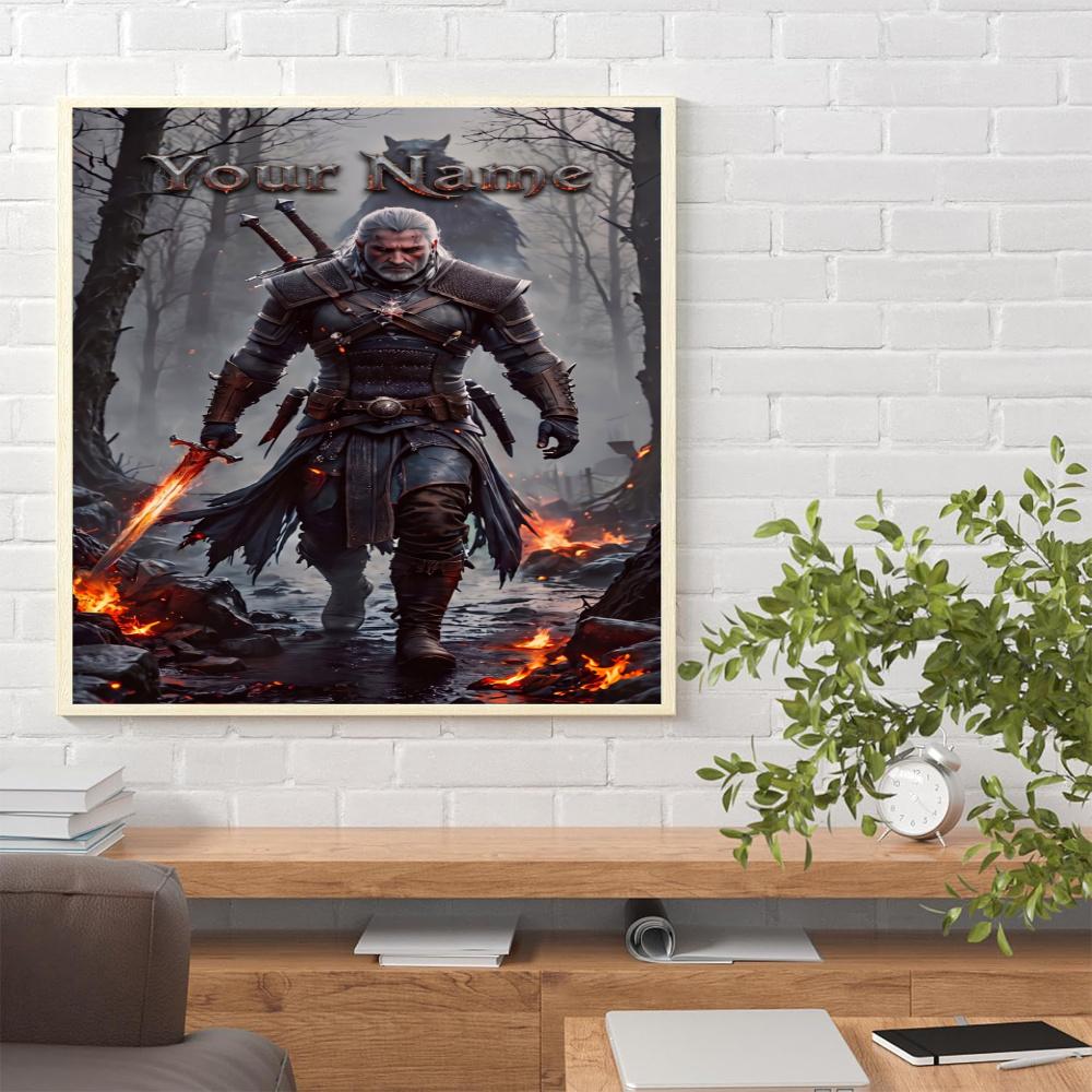 The Witcher 3 Customize Your Name Diamond Painting Round Diamond Diy Frameless Holiday Artwork Suitable For Home Office Wall Decoration