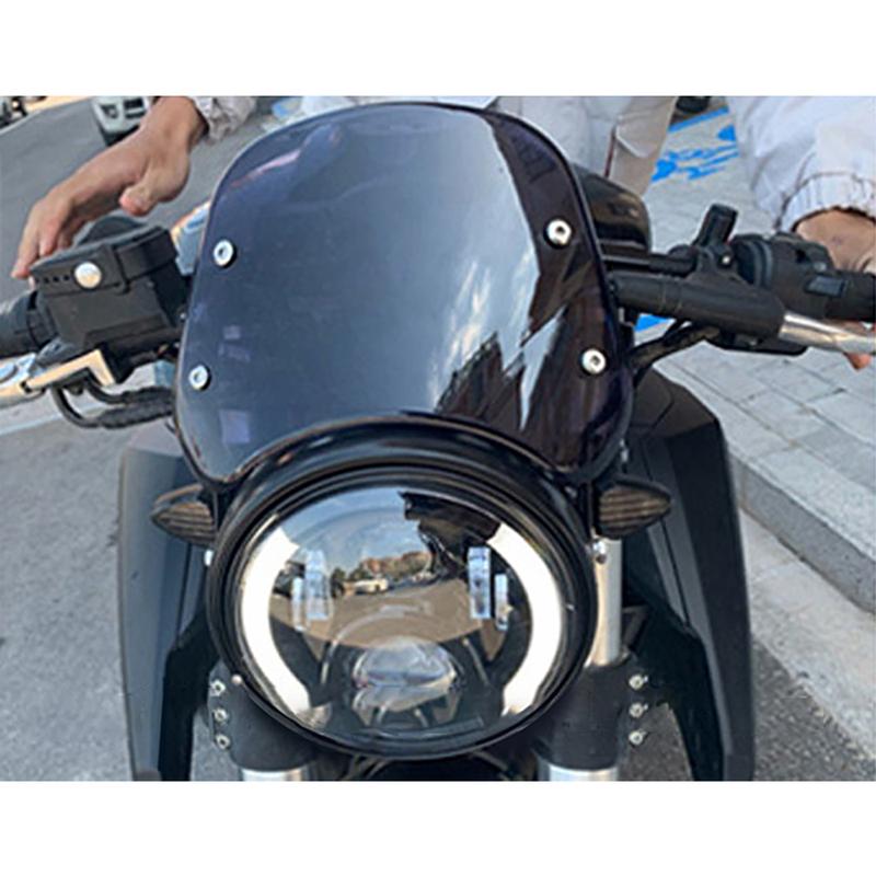 Pro motocykl Yamaha Kawasaki Suzuki Cafe Racer pro Harley Honda Univerzální černé čelní sklo Deflektor větru Čelní sklo Kapotáž