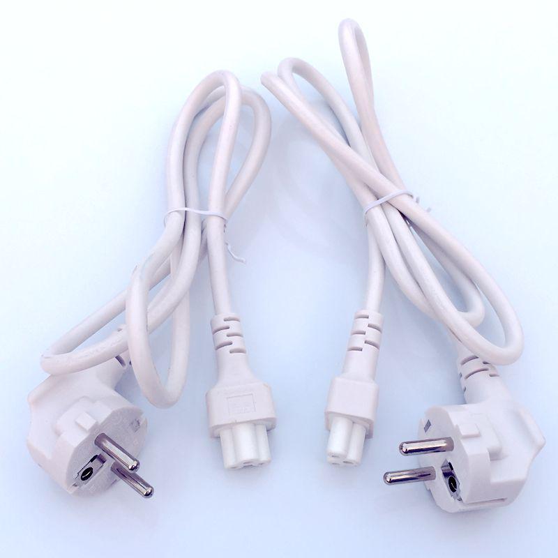 White European Standard Three-Pin Power Cord with Right Angle C5 and Plum Blossom Connector, VDE CE Certified.