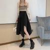 High Waist Irregular A-Line Midi Skirt - Summer Draping Slit for Petite Women
