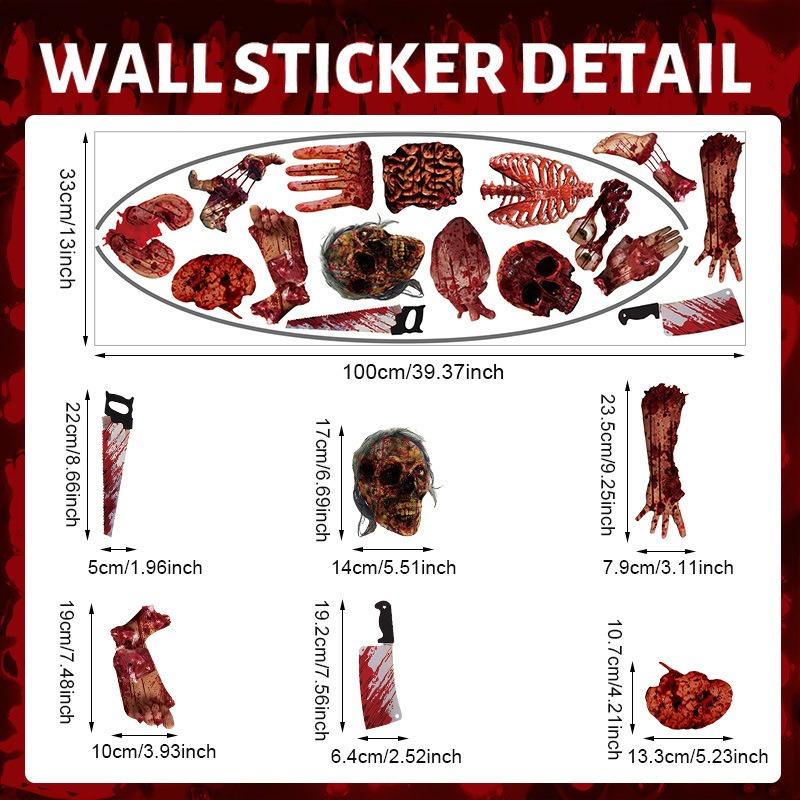 Halloween Decorative Window Stickers PVC Material Skeleton Wall Sticker Terrifying Female Ghost Decorative Door Sticker