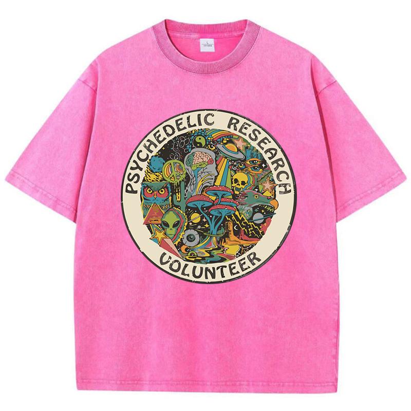 Onderzoek Vrijwilliger Paddenstoel Print Gewassen T-shirt Vrouw Katoenen T-shirt Sport Zomerkleding Joggen Los Kort Riem