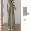 Korean-Style High-Waist Wide-Leg Summer Pants for Women - Ice Silk, Floor-Length