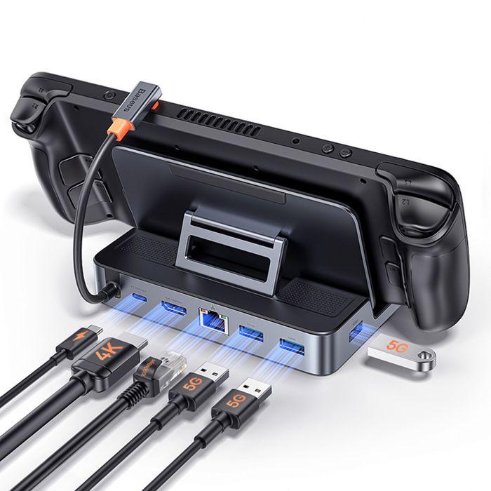 Station d'accueil 5 Gbit/s, 4K à 60 Hz, PD100W, Ethernet - Série Baseus GamerX (B00052900811-00) - Noir