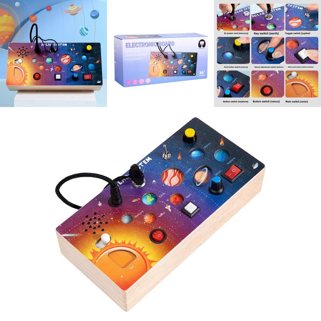 Wooden Solar System Busy Light Circuit Board Educational Toy For Early Learning