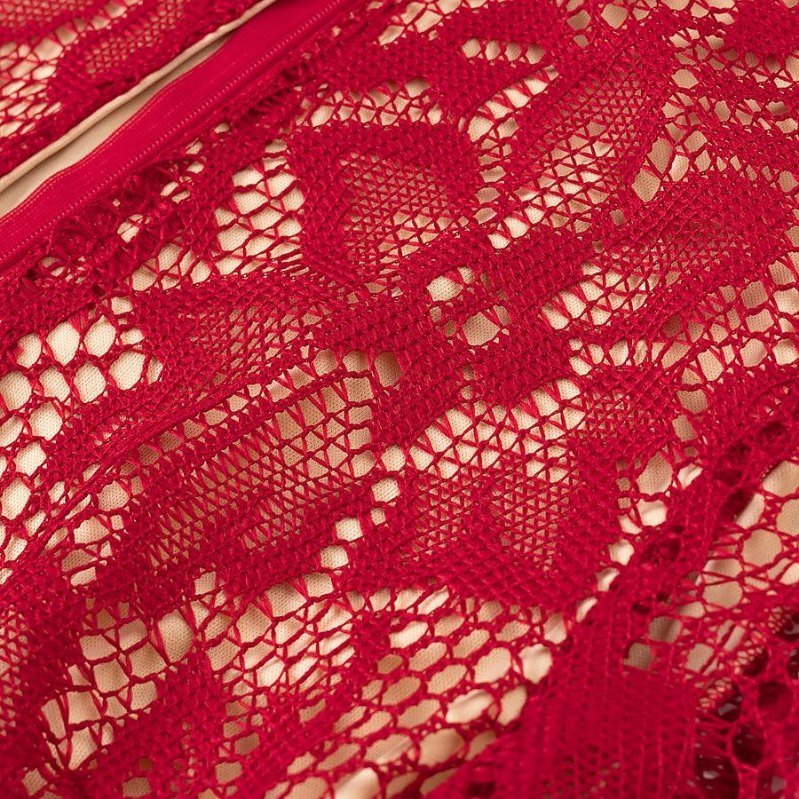 European & American Sexy Women's Long Sleeve Lace Hollow Out Slim Fit Cheongsam Dress