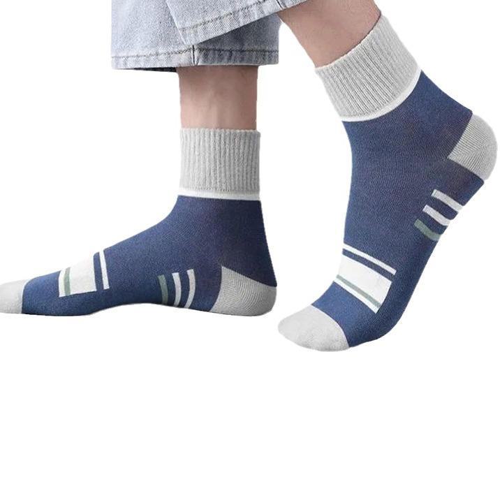 Zhuji Men's Deodorant Sweat-Absorbent High-Elastic Sports Socks - Trendy, Anti-Pilling, All-Season Mid-Tube Design.