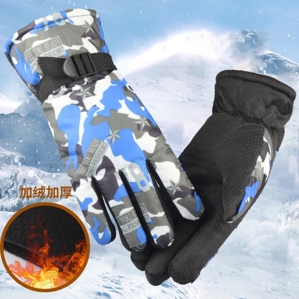 Ski gloves 78 autumn and winter warm gloves riding non-slip waterproof camouflage ski gloves velvet cotton gloves