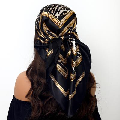 New 90*90cm Retro Brand Women Silk Scarf Bandanna Fashion Bohemian Pattern Square Hijab Lady Wrap Headband Foulard Muffler