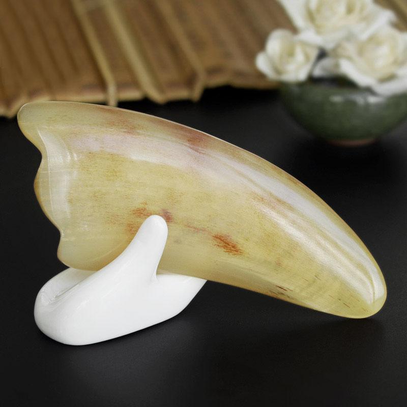 2pcs Nature Sheep Horn Gouache Scraper Acupucnture Therapy Thicker Larger Scrapers Face Massager Back Body Guasha Massage Tool