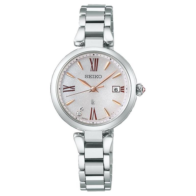 

SEIKO Lukia series 100 meters waterproof solar Quartz titanium strap 27.9mm women s watch silver dial SSQW081