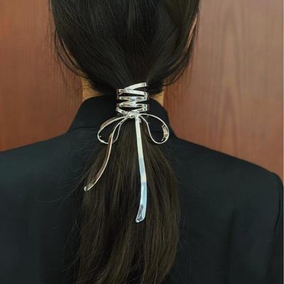 1 Stück Mode Einfache Silberne Schleife Haarbänder Für Frauen Mädchen Party Haaraccessoires