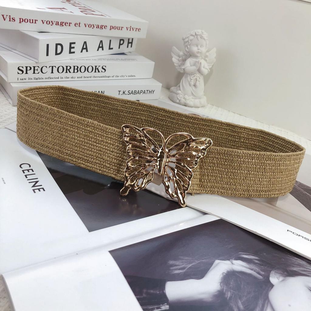 Golden Butterfly Belt Women'S Elastic Elastic Waist Seal Waist Seal With Skirt Dress Bandwidth