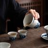 1 Stück Jingdezhen Keramik Teetasse Chinesische Handgefertigte Blau-Weiß Porzellan Teeschale Meistertasse Meditationsbecher Haushalts-Teegeschirr