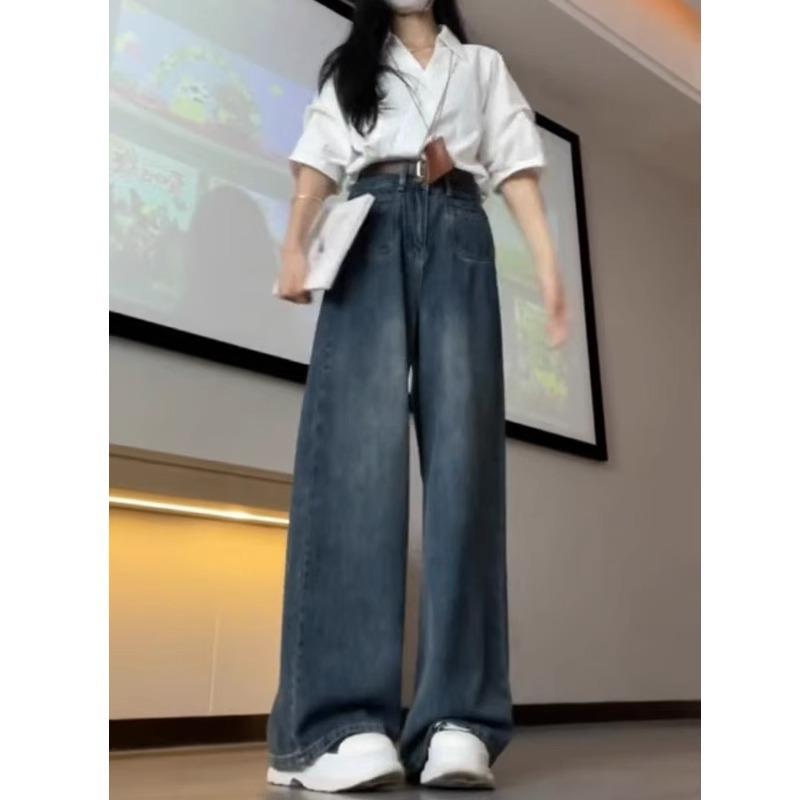 Women's Plus Size Fleece-Lined High Waist Straight Leg Jeans - 2025 Autumn/Winter Slimming Wide Leg Style