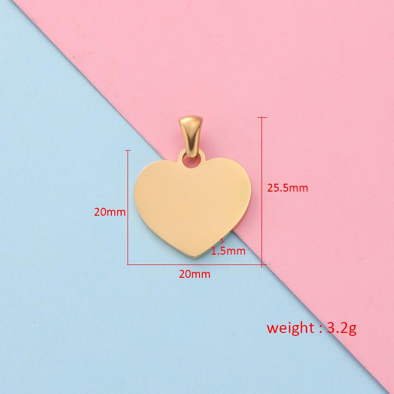 Heart-Shaped Stainless Steel Love Pendant with Engraving Tag - DIY Jewelry Accessory (20x20mm)