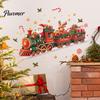 Kids Room Christmas Ornament Train Wall Sticker, Santa Claus Reindeer Decals, Self Adhesive Waterproof Glass Stickers Murals, Removable PVC Art Decor