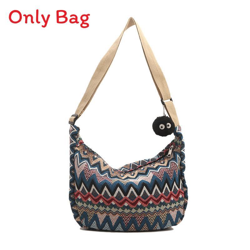 Womens Street Style Canvas Shoulder Bag With Zipper Closure And Mobile Pocket