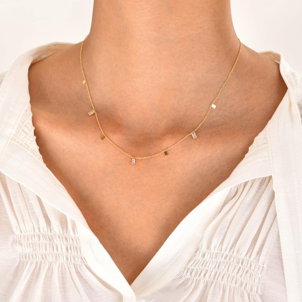 Boho Stainless Steel Chain Necklaces for Women ,Geometric Multi Pendants Gold Plated Multilayer Jewelry