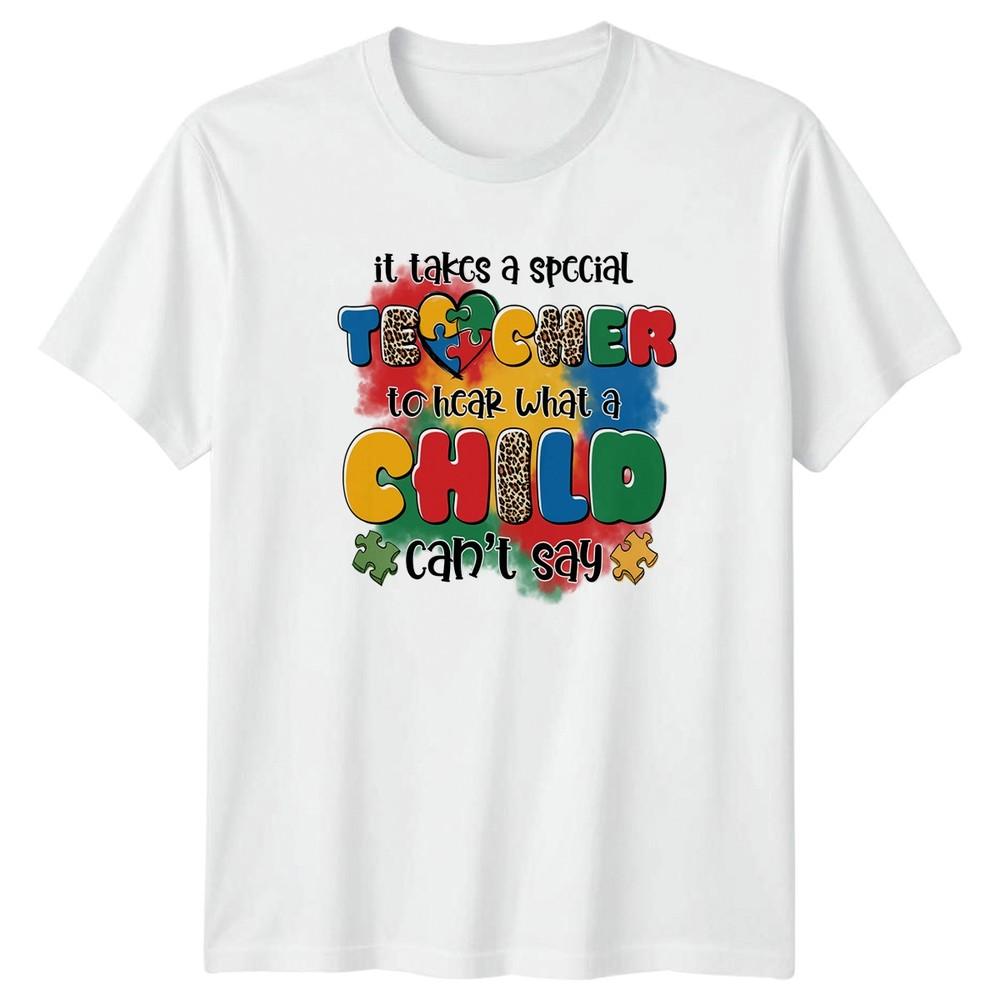 It Takes A Special Teacher Unisexs TShirt Autism Awareness Gift For Her S