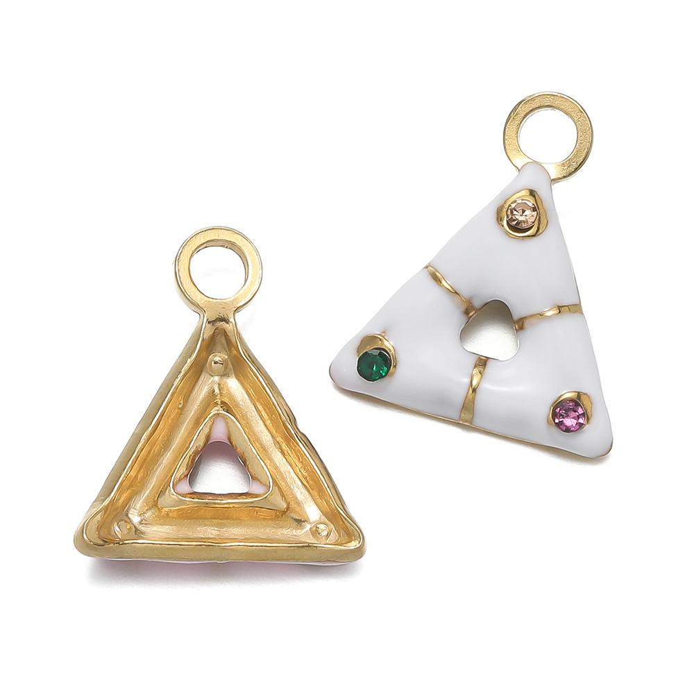 1 pièce/lot Pendentifs Triangle Ovale Cœur d'Amour Multicolores en Acier Inoxydable Pour Bracelet Collier DIY Accessoires de Bijoux
