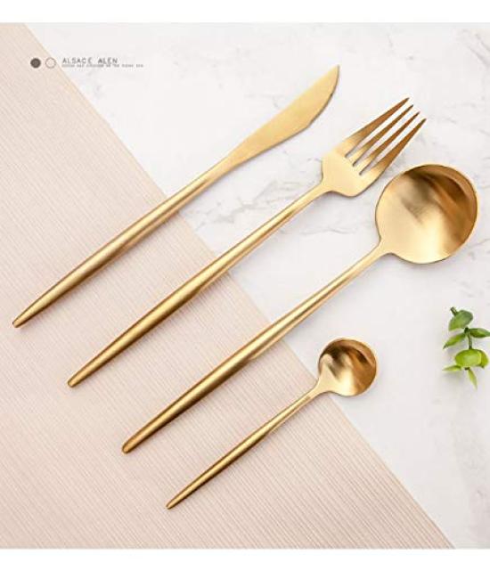 Minky Cutlery Cutlery Set Gold Stylish Tableware Stainless Steel Dinner Cutlery Set Knife Spoon Fork Set Steak Knife Table Knife Dessert Spoon Pasta