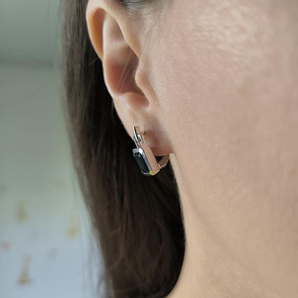 Silver Earrings with Nano Sapphire 2.917ct (2189084)