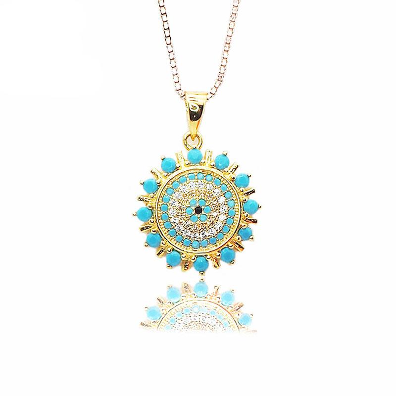 

Ювелирные изделия с подвеской в ​​виде ожерелья из серебра 925 пробы из золота 14 карат с нано-бирюзой 925 silver