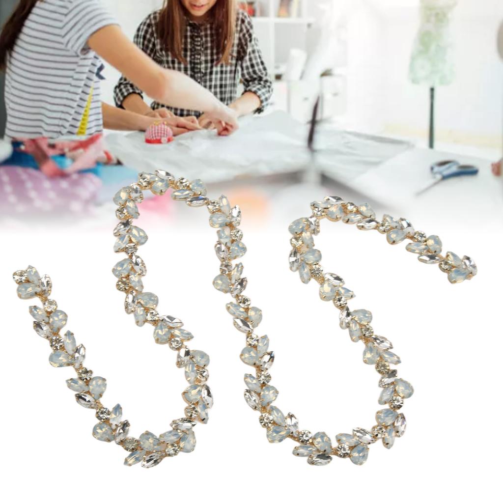 1yd Rhinestone Flower Chain Shiny Colorful Exquisite Workmanship Color Horse Eye Drop Rhinestone Chain for Decor