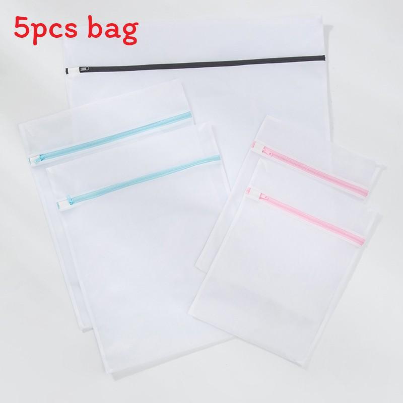 Modern Minimalist Polyester Laundry Bag Set With Colorful Zippers For Home Use
