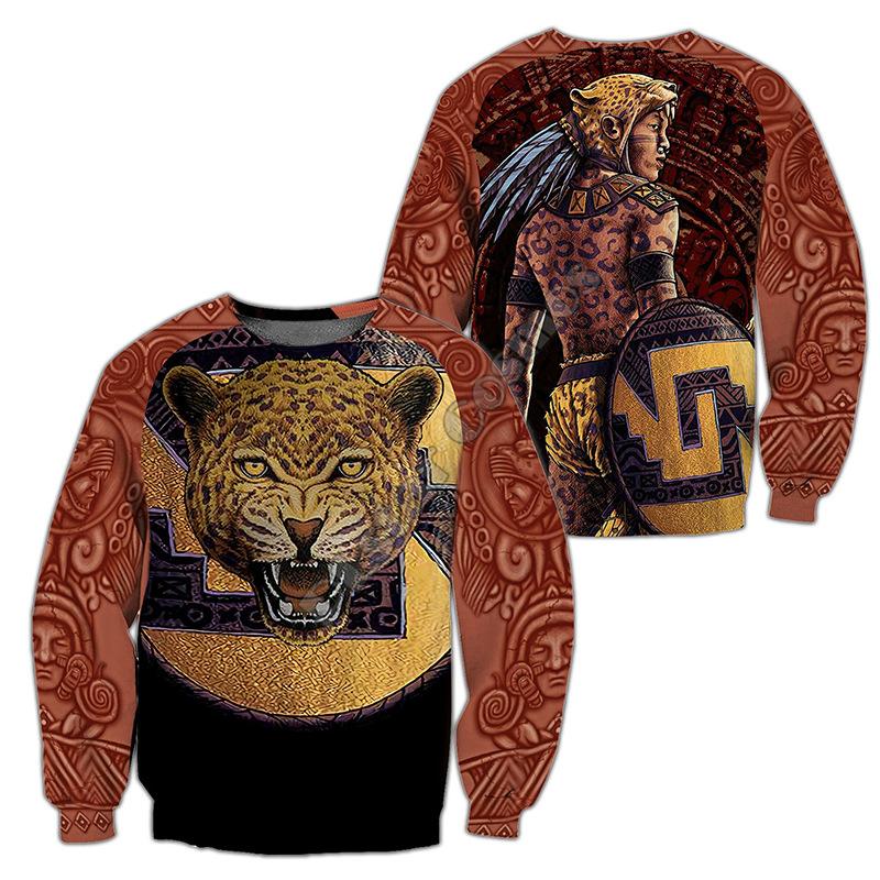 Spring and Autumn New Round Neck Sweater Fashion 3D Digital Tattoo Print Men's Long Sleeve Top