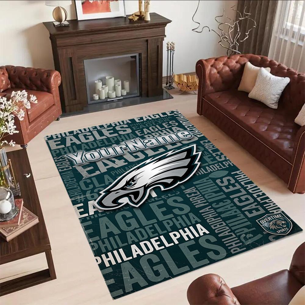 Philadelphia Eagles Customize Text Area Rug Perfect For Entryway Playrooms Hallway Game Room Antislip Rug Decorate Offices