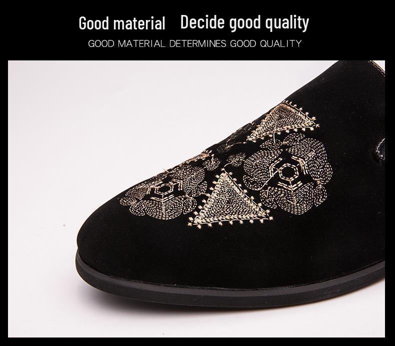Autumn Men's Pointed Toe Leather Slip-On Loafers, One-Step Matte Driving Shoes