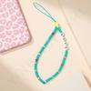 New green soft pottery beaded mobile phone chain, small fresh women's personalized pendant, anti-lost mobile phone case pendant