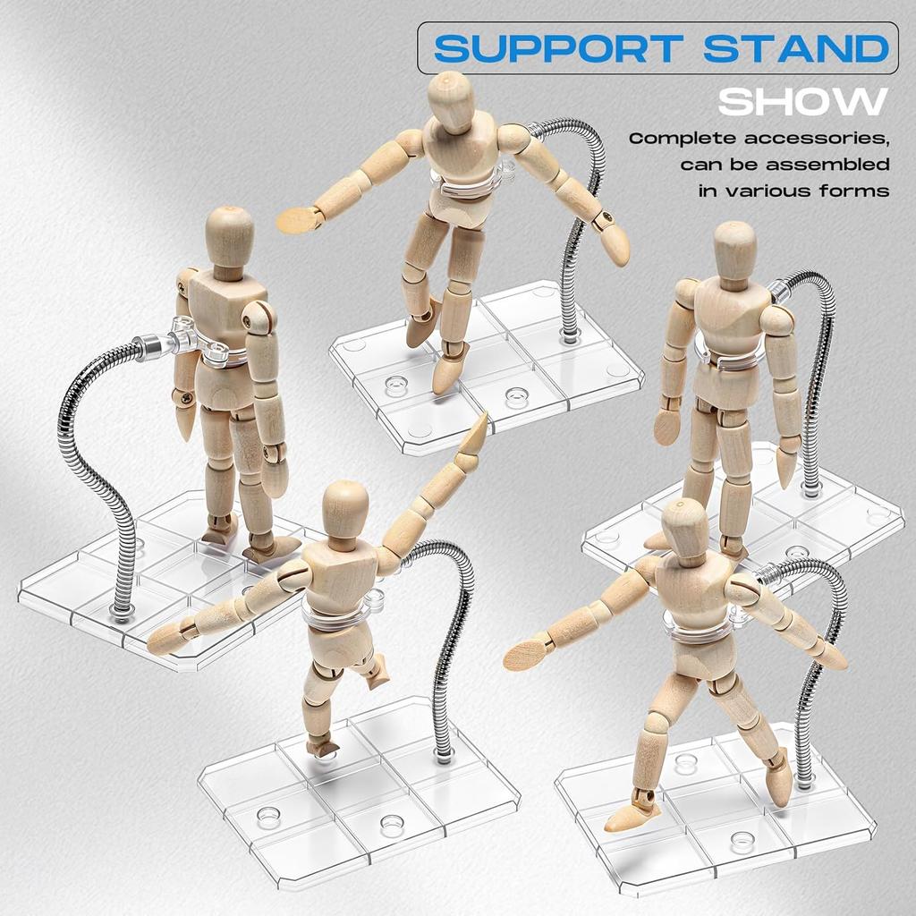Adjustable Flexible Assembled Action Figure Display Stands with Metal Support Arm Base for Dolls Collectibles