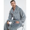 Men's Shawl Collar Robes Full Length Fleece Plush Bathrobes Soft Spa House Coat with Pockets Fluffy Spa Robes Winter Warm Flannel Long Robe for Men