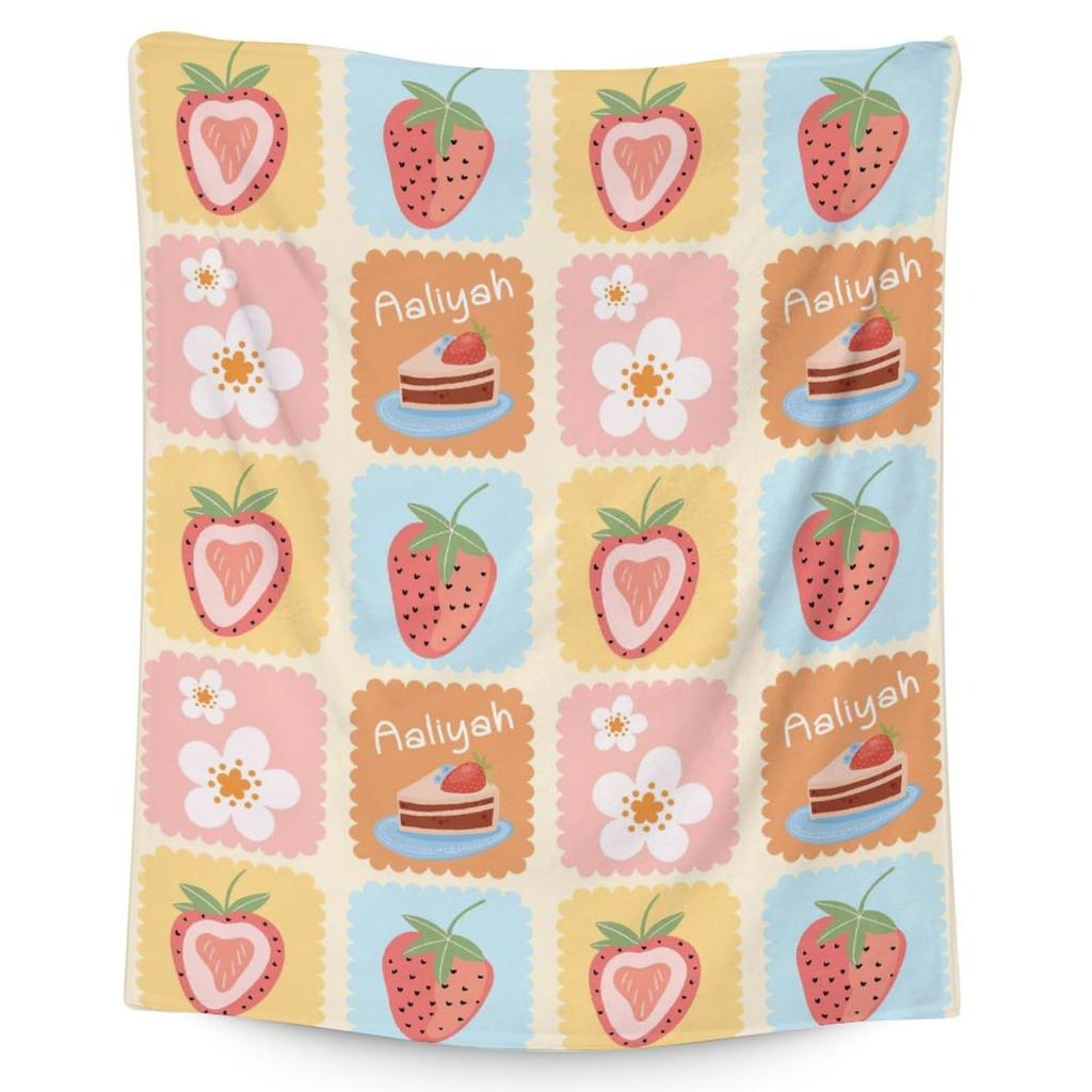 Strawberry Blanket Soft And Comfortable Flannel Plush Portable Sofa Nap Blanket
