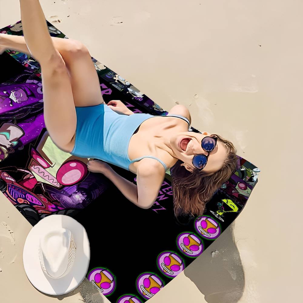 Invader Zim Hippie Microfiber Beach Towel Absorbent Quick Dry Soft Yoga Swimming Resort Mountain Climbing Towel