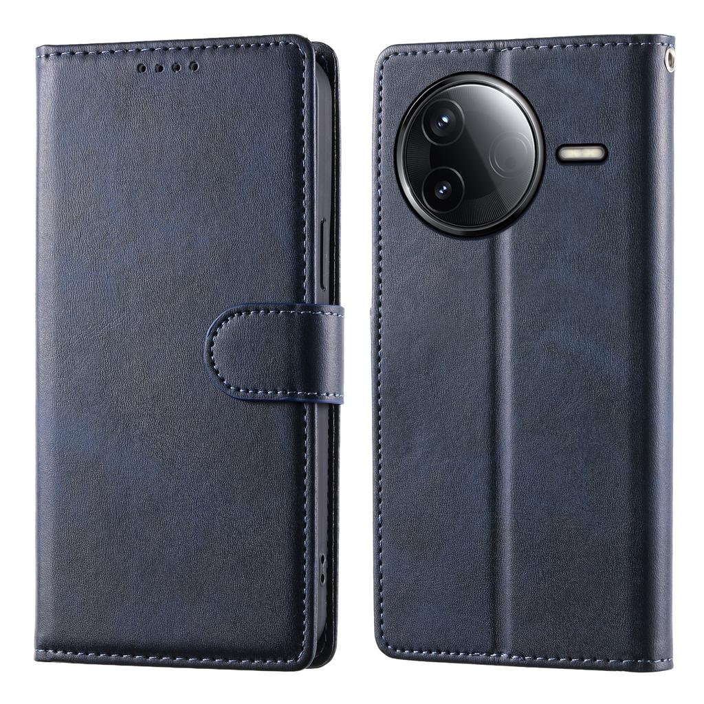 Wallet Case For Xiaomi Redmi K80 5G/K80 Pro 5G/Poco F7 Pro 5G/Poco F7 Ultra 5G Calf Texture PU Leather Phone Cover with Wrist Strap