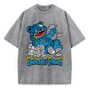 Womans Washed T-Shirts Born To Be Rich Funny Bear Printed Tee Shirts Distressed Crewneck Cotton Tees Vintage Clothes