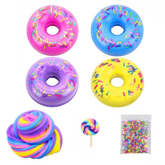

4 шт. круглая игрушка для развлечения сенсорная универсальная сжимаемая цветная глина пончик конфета детский подарок
