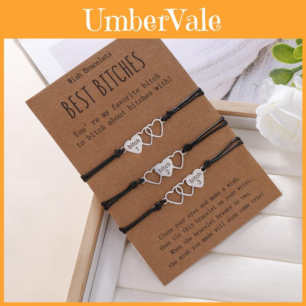 Best Bitch Card Bracelet With Heart Pendant For Gift And Travel Souvenirs