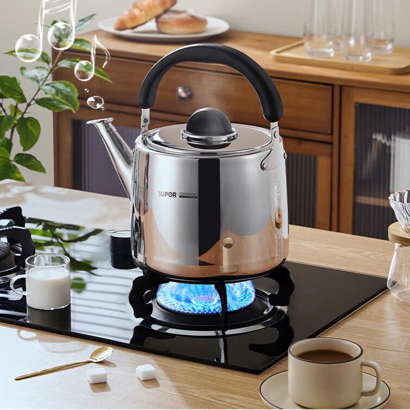 Свистящий чайник Supor 5 л из нержавеющей стали 304 для газовых плит