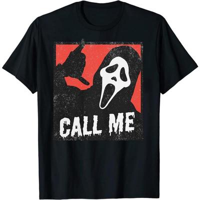 HYETYDV Funny Ghostface Call Me Crew Neck Short Sleeve T-Shirt